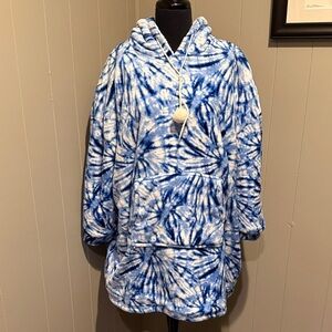 Weekending Unisex One Size Stylish Blue Tie-Dye Oversized Hooded Sweatshirt